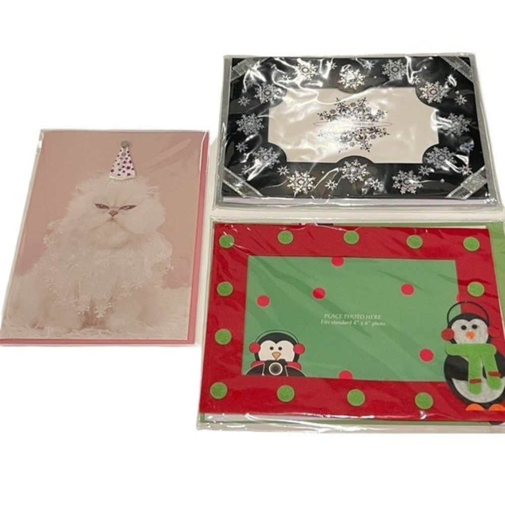 Three Unused Cards Christmas and Birthday New